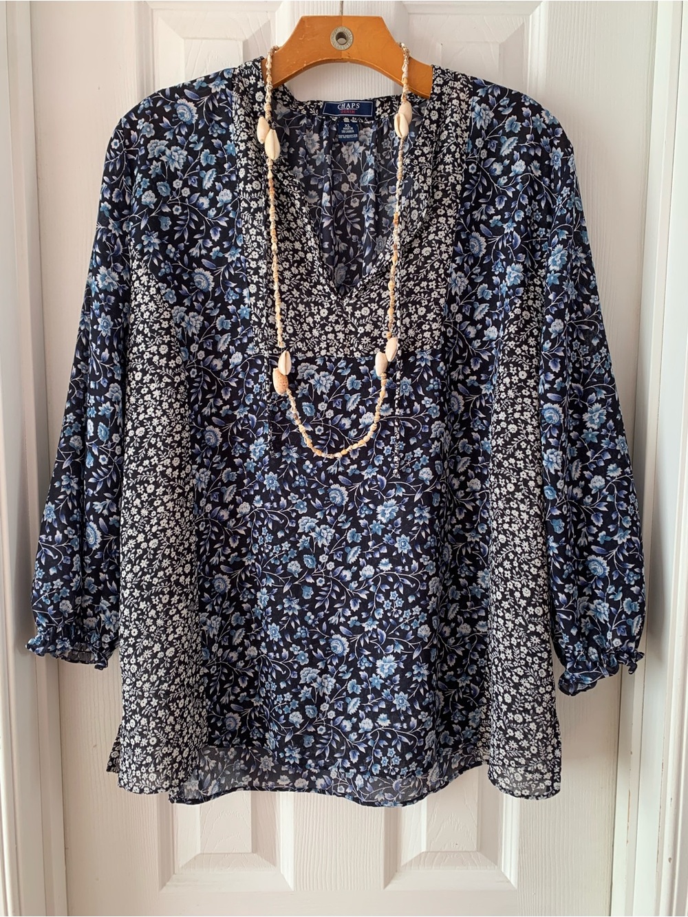Retro RL Chaps Mixed Media Floral Tunic